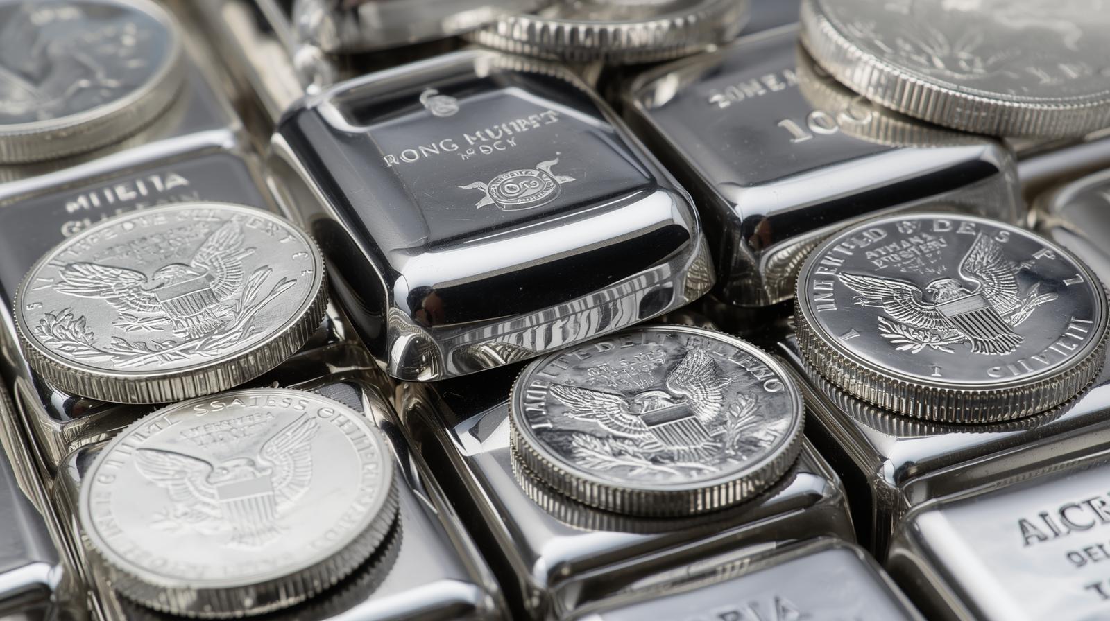 Silver coins and bars
